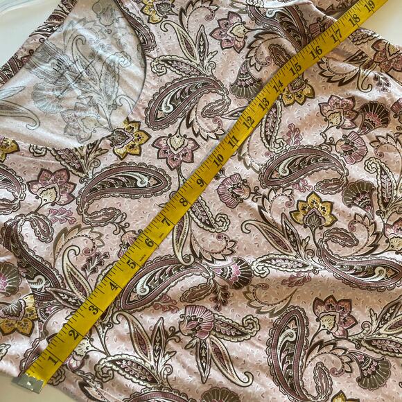 J. Jill Luxe Supima A-Line Tunic Womens Medium Pink Paisley Preppy Softgirl Top - Picture 6 of 8